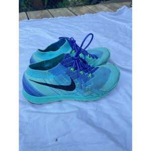 Nike Free 3.0 Flyknit Teal Blue Purple Running Shoes 718420-500 Womens 8